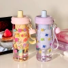 Tritan girls' water cup Dopamine High appearance level Portable straw cup for making tea, new student gift plastic cup details Picture